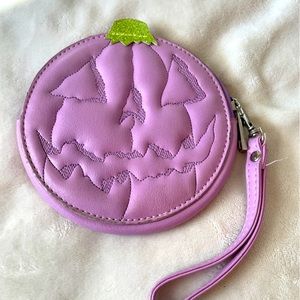Love pain and stitches purple pumpkin wallet change purse